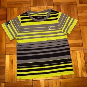 Yellow and Gray Striped Short Sleeve Tee